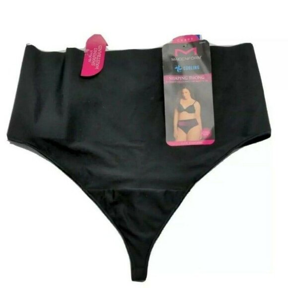 BOGO Maidenform Curvy Cooling Shaping Thong Firm Control Black Beige 4X NEW Lot - Picture 7 of 10
